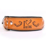 ABC-ZOO I love my dog bőr nyakörv, barna - fekete 4 cm x 38 - 46 cm