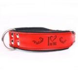 ABC-ZOO I love my dog bőr nyakörv, piros - fekete 5 cm x 52 - 61 cm