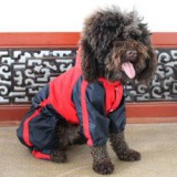 ABC-ZOO Kutya overall, vízhatlan, piros - fekete, XS