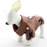 ABC-ZOO Kutyakabát, műbőr - barna, sas mintával, XXS