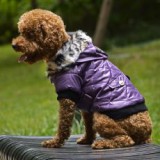 ABC-ZOO Kutyakabát szőrmés kapucnival- Lila, XXL