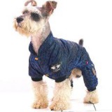 ABC-ZOO Leopárd mintás kutyus overál - kék-fekete, S