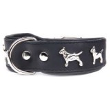 ABC-ZOO Super Bull Terrier bőr nyakörv, fekete 4 cm x 34 - 42 cm