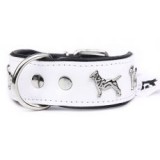 ABC-ZOO Super Bull Terrier bőr nyakörv, fekete - hehér 4 cm x 34 - 42 cm