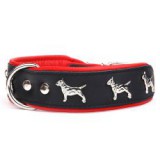 ABC-ZOO Super Bull Terrier bőr nyakörv, fekete - piros 4 cm x 44 - 52 cm