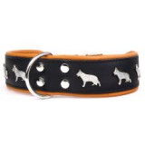 ABC-ZOO Super German Shepherd bőr nyakörv, fekete - barna 5cm x 60 - 72 cm
