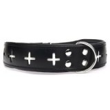 ABC-ZOO Switzerland bőr nyakörv, fekete 4 cm x 37 - 46 cm