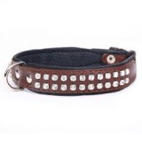 ABC-ZOO Zircon bőr nyakörv, barna - fekete 2 cm x 29 - 34 cm