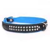 ABC-ZOO Zircon Neo bőr nyakörv, fekete - kék  2 cm x 38 - 44 cm
