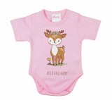 ABR Rövid ujjú pamut body - Rózsaszín - Őzike (50)