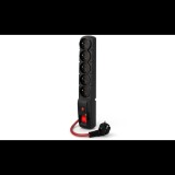 Acar F5 Power 5 aljzatos túlfeszültség védő elosztó kapcsolóval 5m - Fekete (W2291)