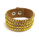 Accent Műbőr, többsoros, szegecses állítható karkötő, metálarany alappal, arany szegecsekkel