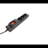 Accura Túlfeszültség védő elosztó 3 aljzatos 3m - Fekete (ACC4021)