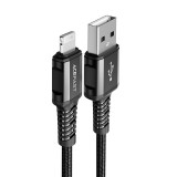 AceFast kábel MFI USB - Lightning 1.2m, 2.4a fekete (C1-02 fekete)