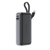 Acefast M7-10000 powerbank 1xUSB-A és 1xUSB-C csatlakozással beépített Type-C kábellel 10000mAh 30W PD - fekete