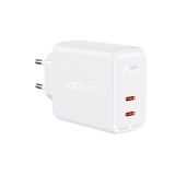 AceFast töltő 2x USB type-c 40W, PPS, PD, QC 3.0, AFC, FCP fehér (A9 fehér)