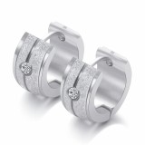 Acél csíkos köves fülbevaló