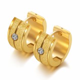 Acél csíkos köves fülbevaló