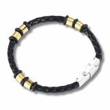 Acél fonott bőr karkötő