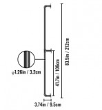 Acél korlát, kapaszkodó &#8211; 212 cm hossz, 32mm átmérő, fekete