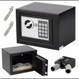 Acél, számzáras széf, 23 x 17 cm, 2 db kulccsal, RG