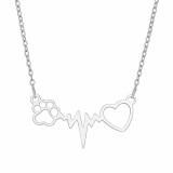 Acél tappancsos szíves nyaklánc