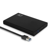 ACT AC1215 USB3.2 2.5" Hard Drive Enclosure Screwless Design fekete