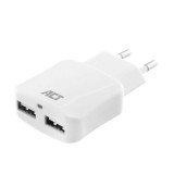 ACT AC2115 USB Charger 2-port 2.4A 12W Smart IC White
