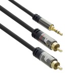 ACT High Quality audio connection cable 1x 3.5mm stereo jack male - 2x RCA male 1,5m Black AC3605