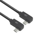 ACT USB 3.0 60W USB Type-C (left/right angled) to USB Type-C (left/right angled) Cable 0,5m Black  AC7486