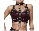 Adalet Hilda - vegán bőr láncos hám (fekete)