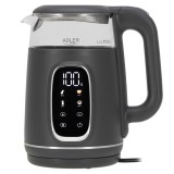 Adler AD 1305 GS, 2200 W, 1,7 l, Érintésvezérlő, Vízkőszűrő, Műanyag-Üveg, Szürke-Ezüst, Elektromos vízforraló
