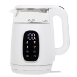 Adler AD 1305 WS, 2200 W, 1,7 l, Érintésvezérlő, Vízkőszűrő, Műanyag-Üveg, Fehér-Ezüst, Elektromos vízforraló