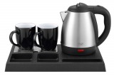 Adler AD 1354, 1500 W, 1.2 l, Tálca, 2 db csésze, Fekete-Inox, Elektromos hotel vízforraló készlet