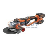 AEG BEWS18-230BL LI-602C, szénkefe nélküli nagy sarokcsiszoló, 18V, töltővel és akkumulátorral