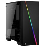 Aerocool Cylon Mini Tempered Glass microATX minitorony számítógépház, edzett üveg oldalpanel, 13 RGB mód, fekete