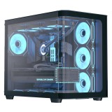 Aerocool P500C miditorony számítógépház, 4x ARGB Infinity Mirror ventilátor, edzett üveg, fekete - P500C-G-BK-v1