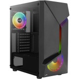 AeroCool Scape-G-BK-V2 ATX miditorony számítógépház, RGB, edzett üveg, 3 ventilátorral, fekete