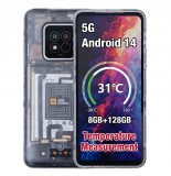 AGM X6 Phantom 5G ütés- és vízálló 8+128GB IP69K hőkamerás mobiltelefon, kártyafüggetlen, Dual Sim, áttetsző hátlappal, 6,78 inch