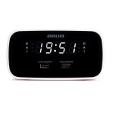Aiwa CRU-19RD piros rádiós ébresztőóra és USB töltő