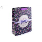 Ajándéktáska, virágokkal 25x33 cm, szilva