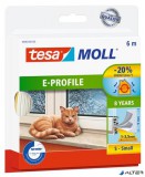Ajtó- és ablaktömítő szalag, 9 mm x 6 m, TESA 'tesamoll® E profil', fehér