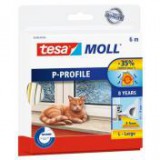 Ajtó- és ablaktömítő szalag, 9 mm x 6 m, TESA "tesamoll® P profil", fehér [6 méter]