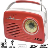 Akai APR-11R AM/FM (USB, SD, AUX) hordozható rádió piros-fehér (APR-11R) - Rádiók