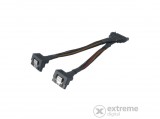 Akasa 15pin SATA apa, 2x 15pin SATA anya 90°-ban elforgatott tápkábel, 15cm, AK-CBPW15-15BK