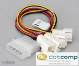 Akasa 4pin Molex - 4x 3pin ventilátor kábel - 15cm - AK-CB001