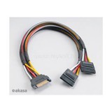 AKASA KAB 15pin SATA apa - 2x 15pin SATA anya tápkábel - 30cm - Duo pack - AK-CBPW05-KT02 (AK-CBPW05-KT02)
