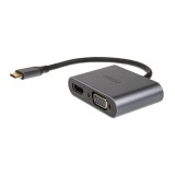 Akasa USB-C apa - DisplayPort +HDMIAdapter átalakító kábel (AK-CBCA23-18BK) (AK-CBCA23-18BK)