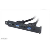 AKASA USB3.0 - 2xUSB3.0 átalakító - 40cm - AK-CBUB17-40BK (AK-CBUB17-40BK)