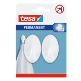 Akasztó, mûanyag ovális, L méret, fehér, 2 db Tesa